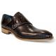 Duca Di Matiste "Vergato" Ocean Blue Genuine Italian Calf Leather Crocodile Print Monk Strap Dress Shoes.